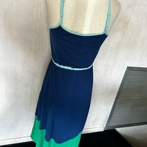 Anthropologie green blue maxi cotton geometric dress